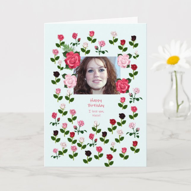 Niece, Birthday, Roses Card (Small Plant)