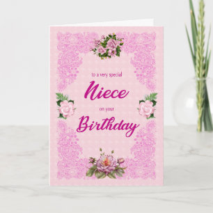 Niece Birthday with Pink Roses Card