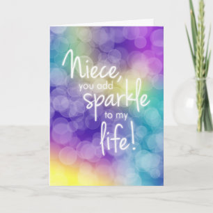 Niece Birthday, You Add Sparkle, Colourful Bokeh Card
