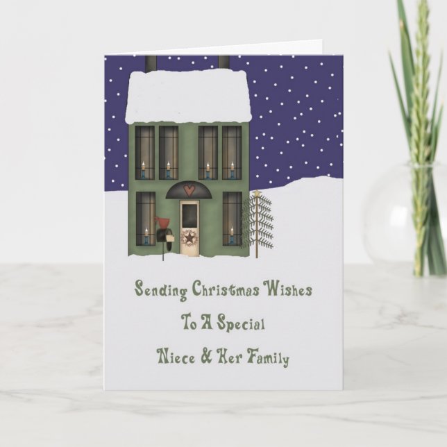 Niece & Family Primsy House Christmas Card (Front)