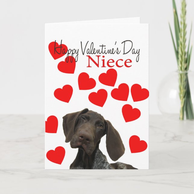 Niece Glossy Grizzly Valentine Puppy Love Holiday Card (Front)