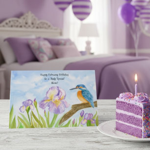 Niece Happy February Birthday Kingfisher Card