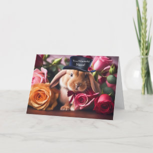 Niece Happy Valentines Day cute Bunny with Roses Card