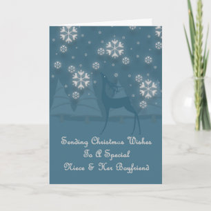Niece & Her Boyfriend Reindeer Christmas Holiday Card