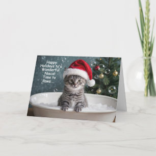 Niece Holiday Cute and Fun Christmas Kitten Kitty Card