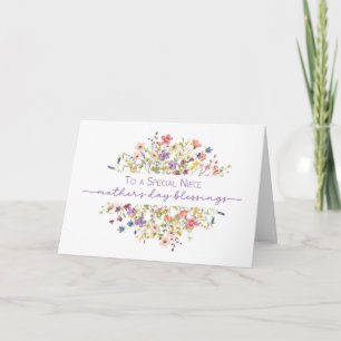 Niece Mother's Day Blessings Delicate Wildflowers Card