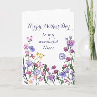 Niece Mother's Day Colourful Garden Flowers  Holiday Card