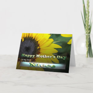 Niece Mother's Day shiny sunflower Card