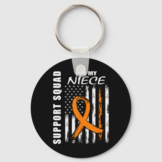 Niece Multiple Sclerosis Awareness Usa Flag Suppor Keychain (Front)