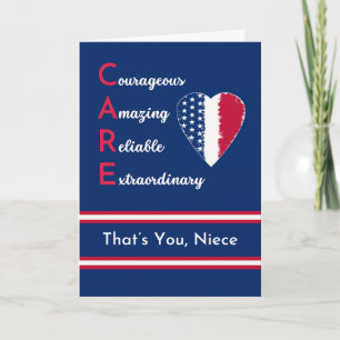 Niece Nurses Day Patriotic with CARE and Heart Card