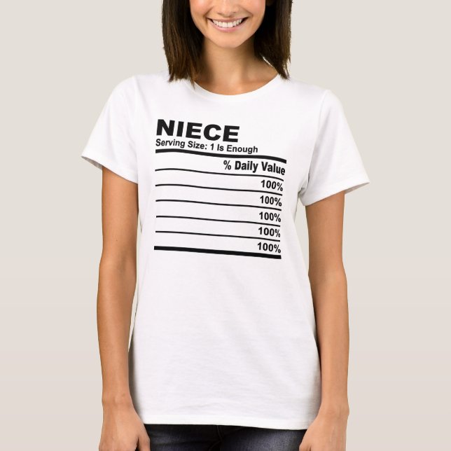 Niece Nutrition Facts Custom Personalized Woman T-Shirt (Front)