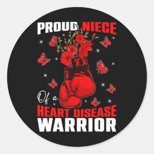 Niece Of A Heart Warrior Heart Disease Awareness B Classic Round Sticker