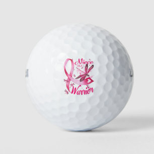Niece Of A Warrior Dragonfly Breast Cancer Golf Balls