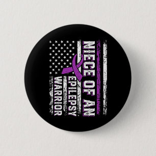 Niece of a Warrior Epilepsy Purple Ribbon Support 2 Inch Round Button