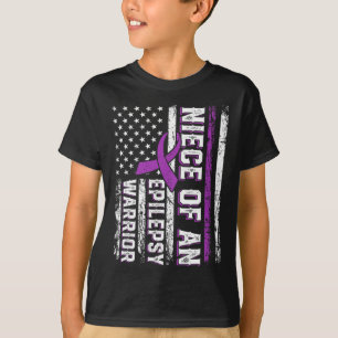 Niece of a Warrior Epilepsy Purple Ribbon Support T-Shirt