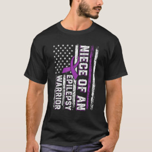 Niece of a Warrior Epilepsy Purple Ribbon Support  T-Shirt
