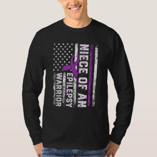 Niece of a Warrior Epilepsy Purple Ribbon Support T-Shirt