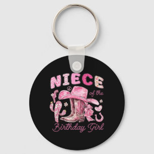 Niece Of The Birthday Cow-Girl Rodeo Cow Girl Keychain
