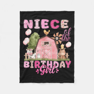 Niece Of The Birthday Girl 1st Bday Cow Farm Fleece Blanket