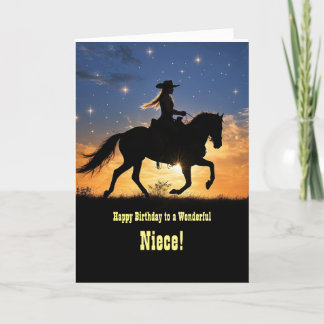 Niece or Any Relation Happy Birthday Cowgirl  Card
