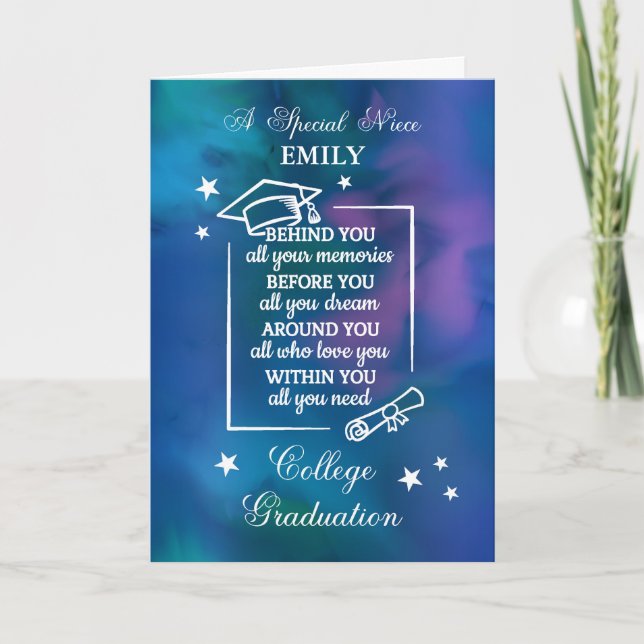 Niece Personalize College Graduation Quote Card (Front)