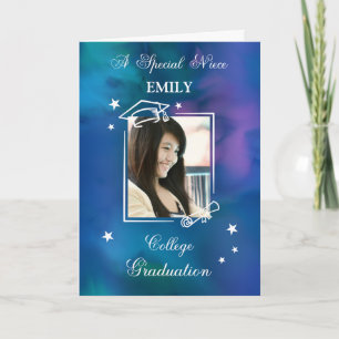 Niece Photo Custom Name College Graduation Quote Card