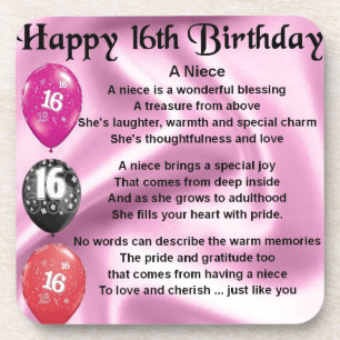 Niece Poem -  16th Birthday Coaster