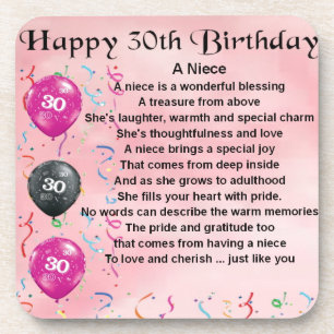 Niece Poem - 30th Birthday Coaster