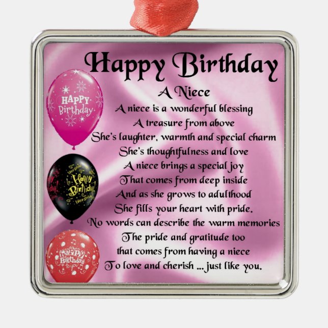 Niece Poem - Happy Birthday Metal Ornament (Front)