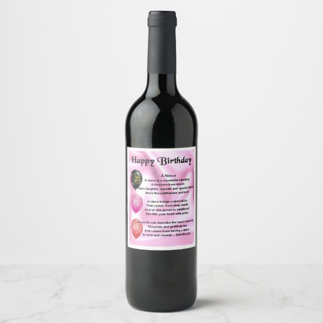 Niece Poem Wine Bottle Étiquette Joyeux anniversai (Devant)