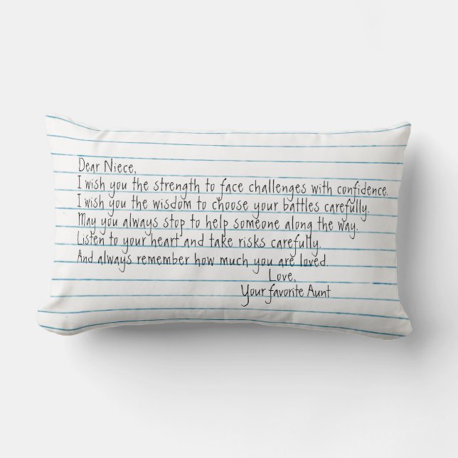 Niece Quote On Notebook Paper Lumbar Pillow (Front)