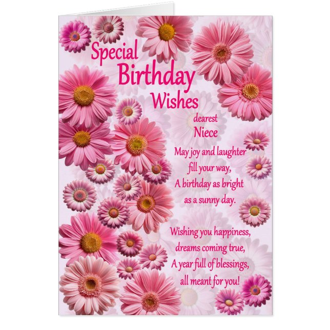 Niece Special Anniversaire Voeux Roses (Devant)