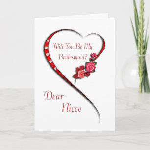 Niece, Swirling heart Bridesmaid invite