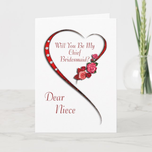 Niece, Swirling heart Chief Bridesmaid invite (Front)