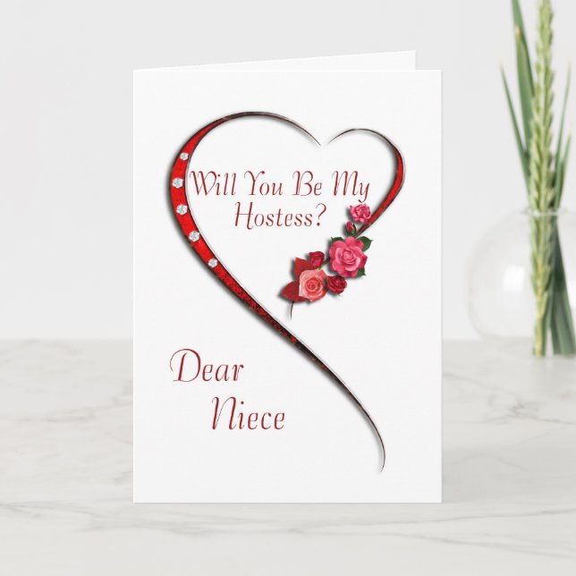 Niece, Swirling heart Hostess invite (Front)
