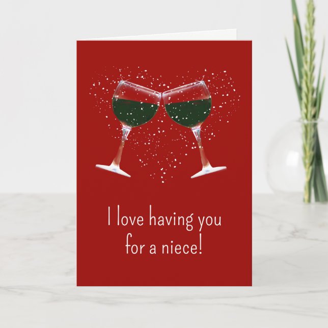 Niece Valentine's Day Wine Funny Card (Front)