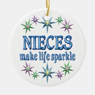 Nieces Sparkle Ceramic Ornament