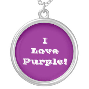 Niecklace I Love Purple Silver Plated Necklace