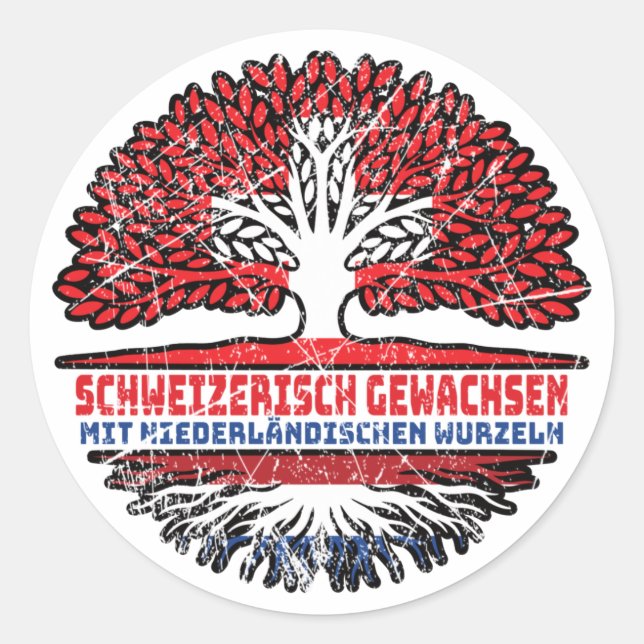Niederlande Niederländisch Schweizer Schweiz Baum Classic Round Sticker