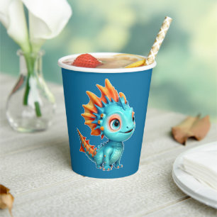 Niedlicher Alien-Drache, türkis - Paper Cups