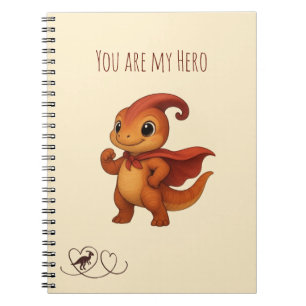 Niedlicher Parasaurolophus Cartoon – Dino‑Hero Notebook