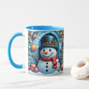Niedlicher Schneemann mit Weihnachtsdeko - Mug