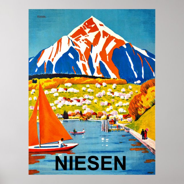 Niesen, mountain peak over the lake, Switzerland Poster (Front)