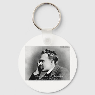 Nietzsche "Doesn't Kill U" Quote Gifts & Tees Keychain