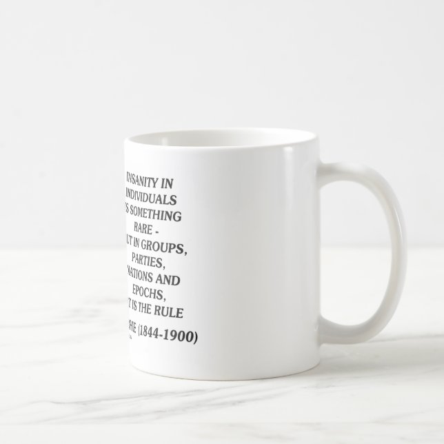 Nietzsche Insanity Rare In Individuals Quote Coffee Mug (Right)