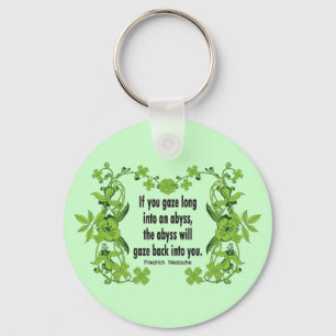 Nietzsche Quote If You Gaze Long into an Abyss Keychain