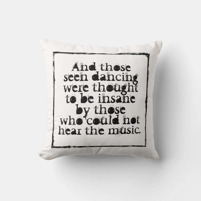 Nietzsche quote messy typewriter affirmation  throw pillow (Front)