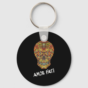 Nietzsche Stoic Quote Philosopher Sugar Skull Amor Keychain