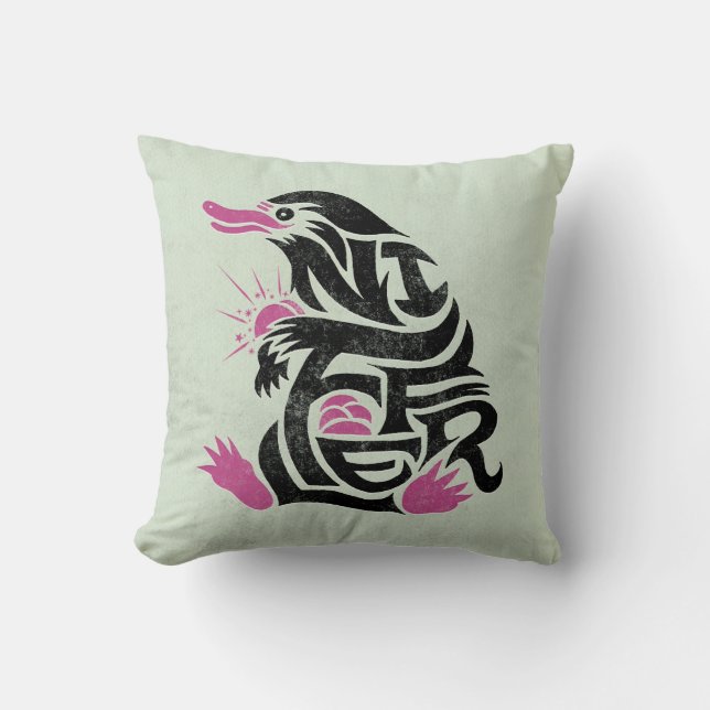 NIFFLER™ Typography Graphic Throw Pillow (Front)