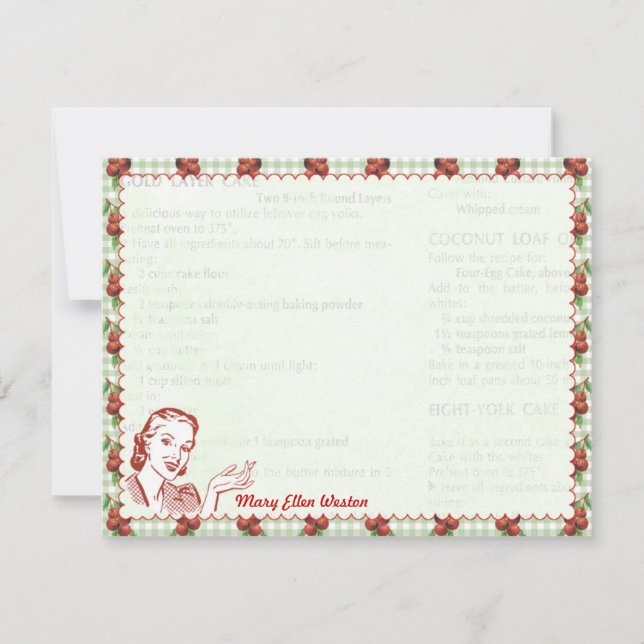 Nifty 50's Cherry Gal Personalized Flat Note Cards (Front)